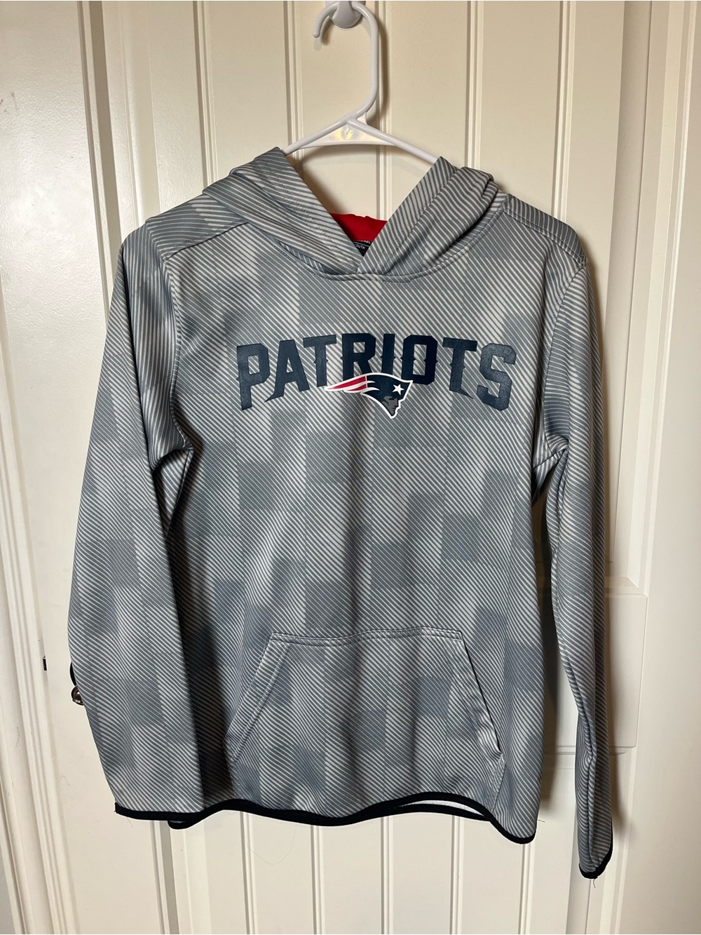 NFL New England Patriots Gray and Red Youth Team Apparel Hoodie